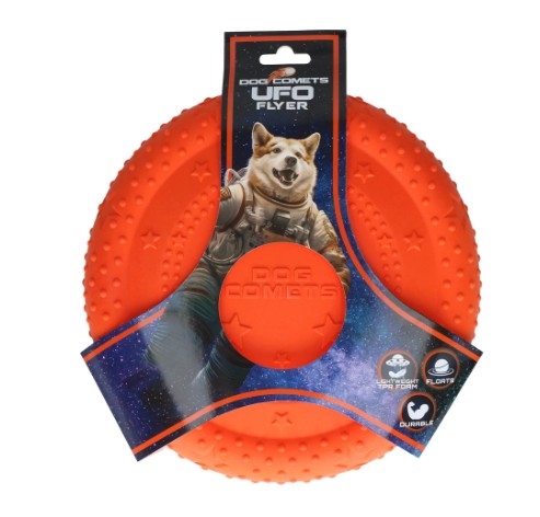 Dog comets UFO flyer orange