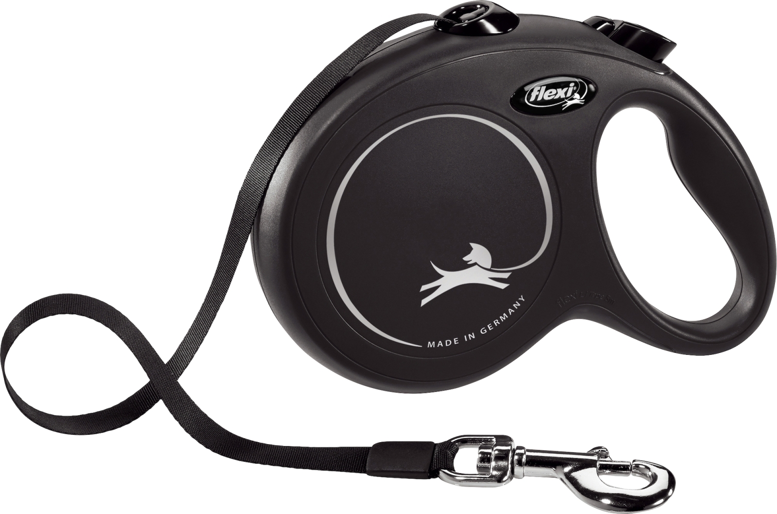 Flexi classic tape L zwart 5m (1 jaar garantie op rolmechanisme)