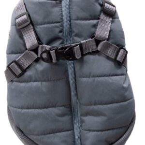 JV 5th avenue dogwalk jas puffer met harnas lichtgrijs 45cm