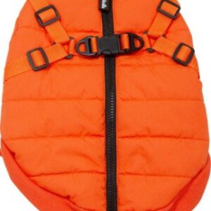 JV 5th avenue dogwalk jas puffer met harnas oranje 35cm