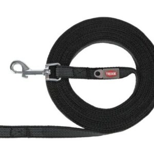 Sleeplijn met rubber S-M 15m zwart