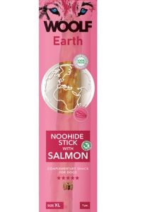 Woolf earth noohide XL stick with salmon 85g
