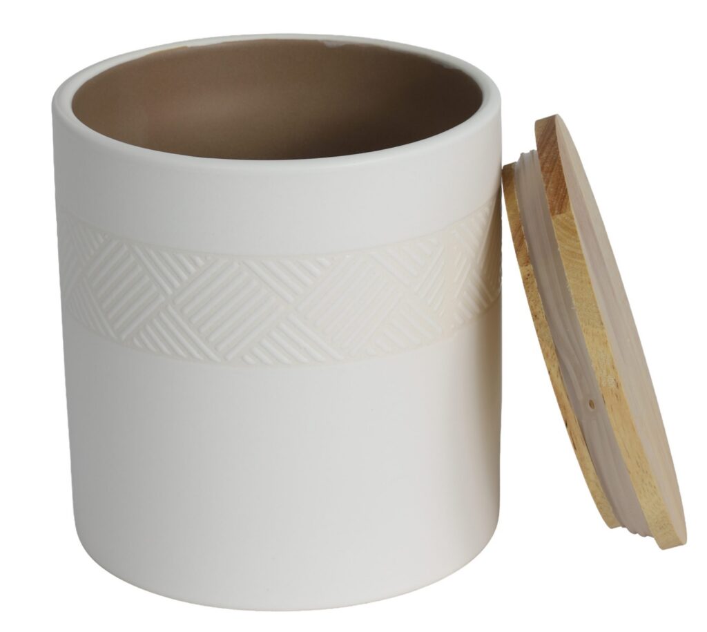 Voorraadpot keramiek toscane bruin/wit 14cm