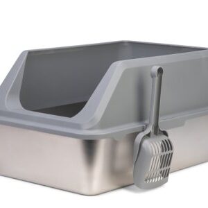 BZ kattenbak zilva grijs rvs/plastic