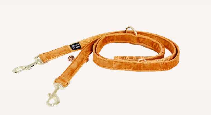 Honden lijn velvet oranje size S 2m
