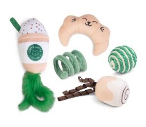 BZ pluche kattenspeelgoed koffie multi 5st