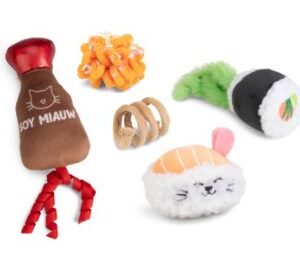 BZ pluche kattenspeelgoed sushi multi 5st