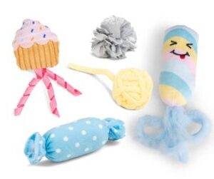 BZ pluche kattenspeelgoed traktatie multi 5st